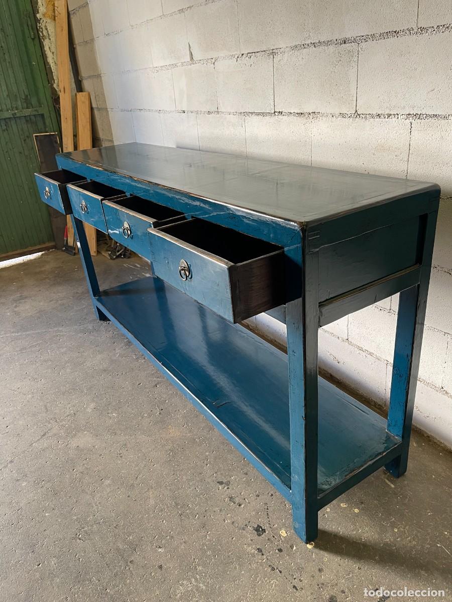 Antig&uuml;edades: consola lacada madera maciza - Foto 3