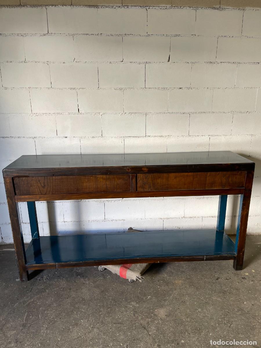 Antig&uuml;edades: consola lacada madera maciza - Foto 8