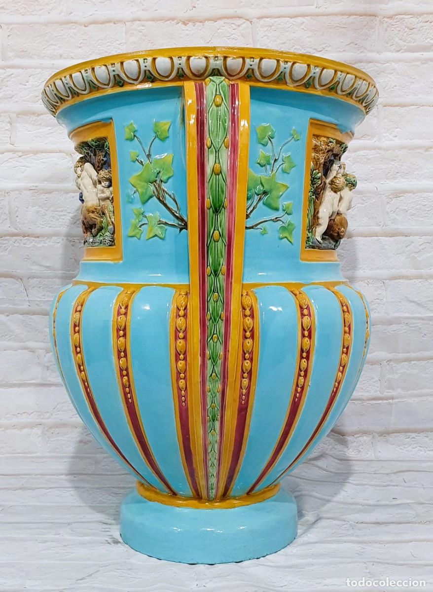 Antig&uuml;edades: Jarr&oacute;n antiguo macetero cer&aacute;mica decorada - Foto 5