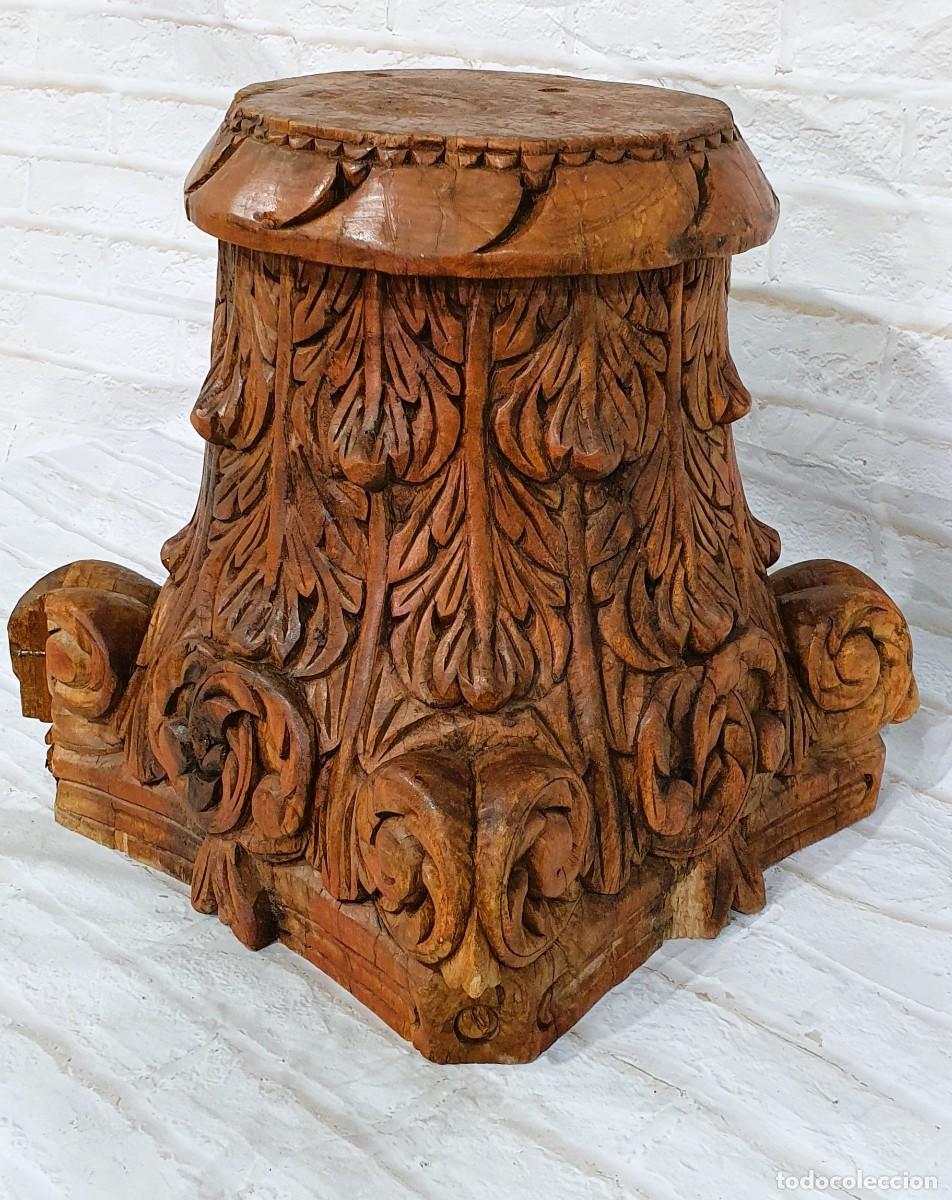 Antig&uuml;edades: Pedestal tallado en madera de una pieza - Foto 7