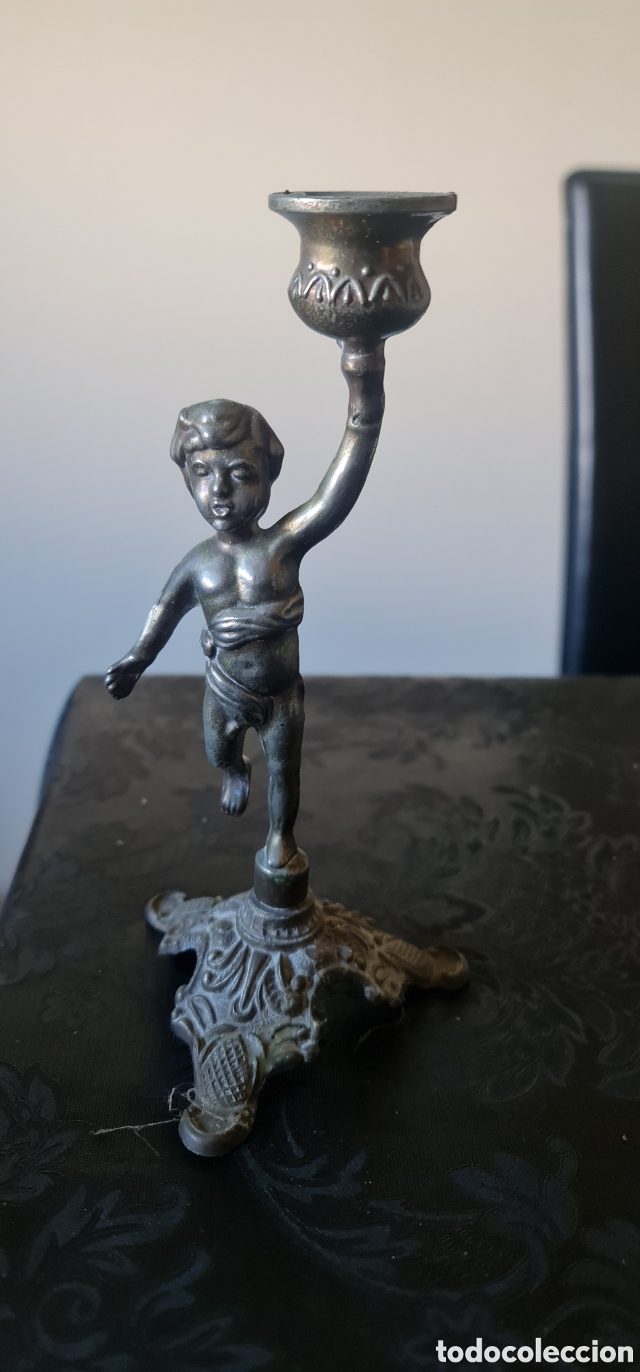 Antig&uuml;edades: Candelabro antiguo lat&oacute;n - Foto 2
