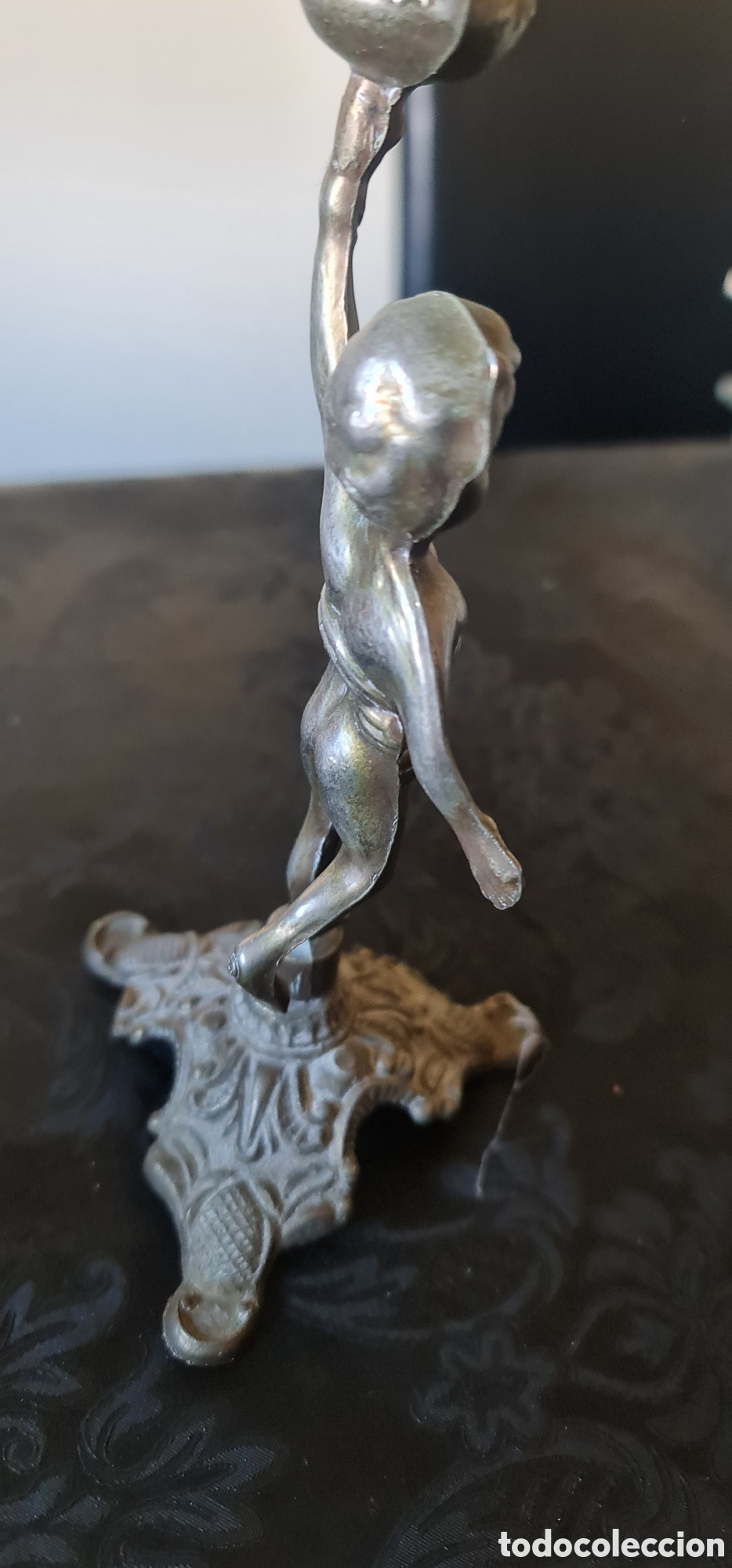 Antig&uuml;edades: Candelabro antiguo lat&oacute;n - Foto 3