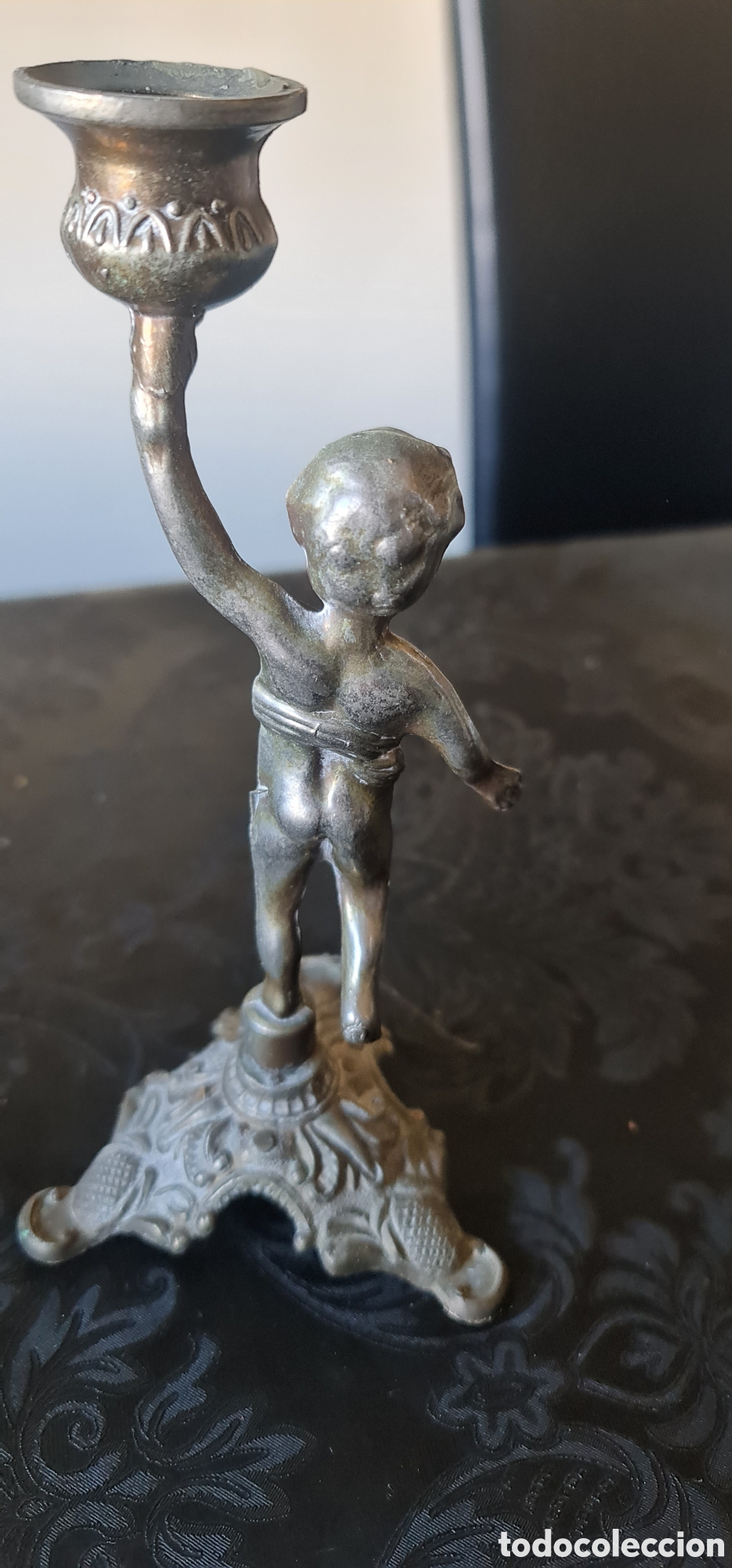 Antig&uuml;edades: Candelabro antiguo lat&oacute;n - Foto 4