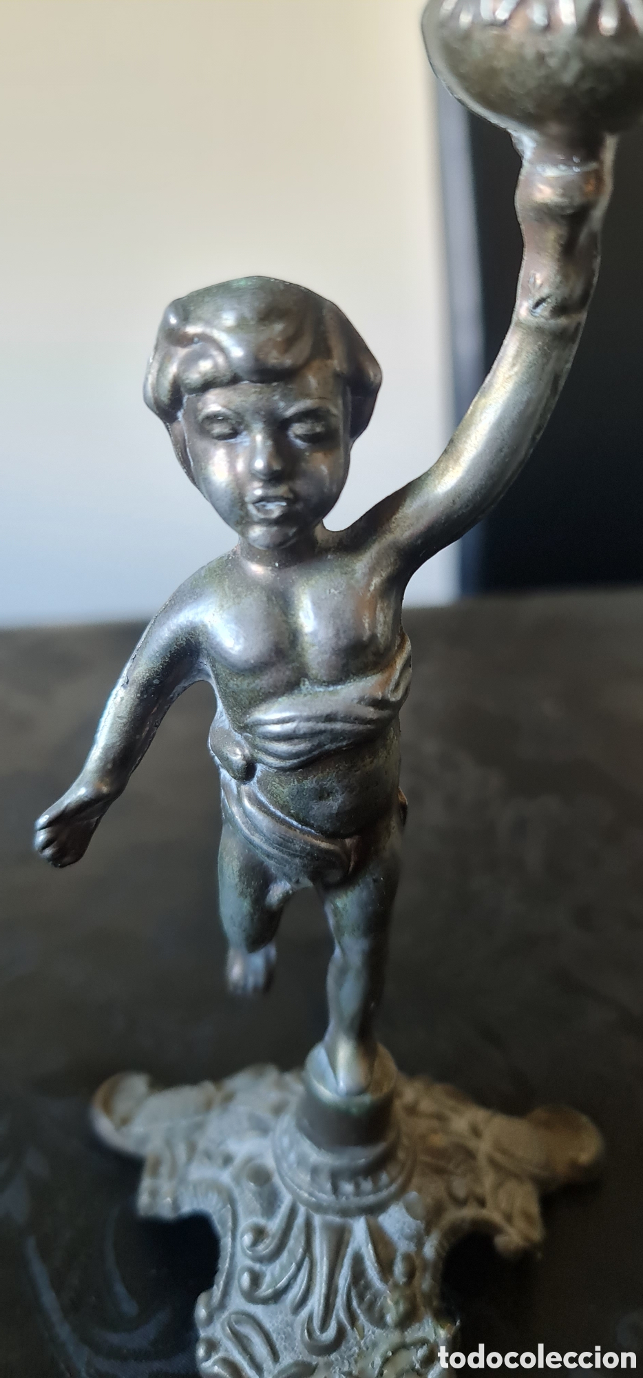 Antig&uuml;edades: Candelabro antiguo lat&oacute;n - Foto 6