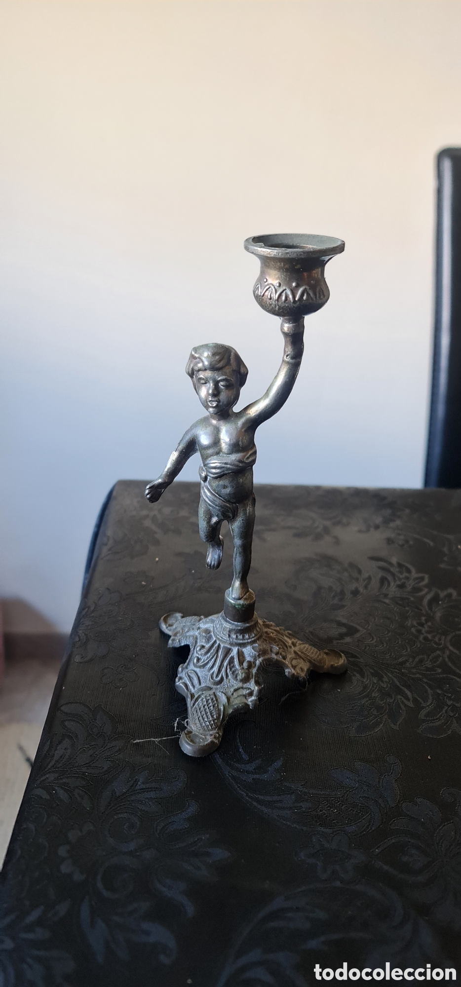 Antig&uuml;edades: Candelabro antiguo lat&oacute;n - Foto 1