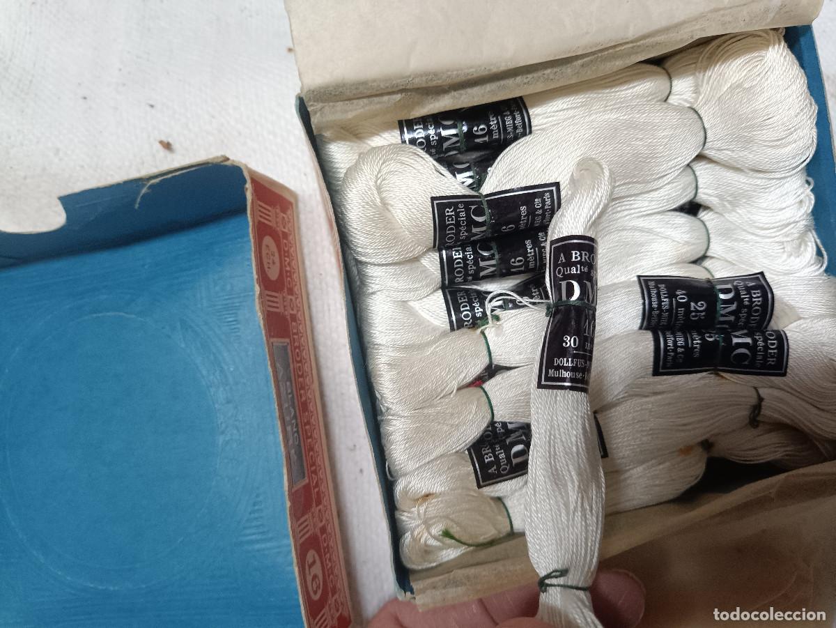 Antig&uuml;edades: Caja de Hilo blanco para bordar. Dollfus-Mieg DMC - Foto 8