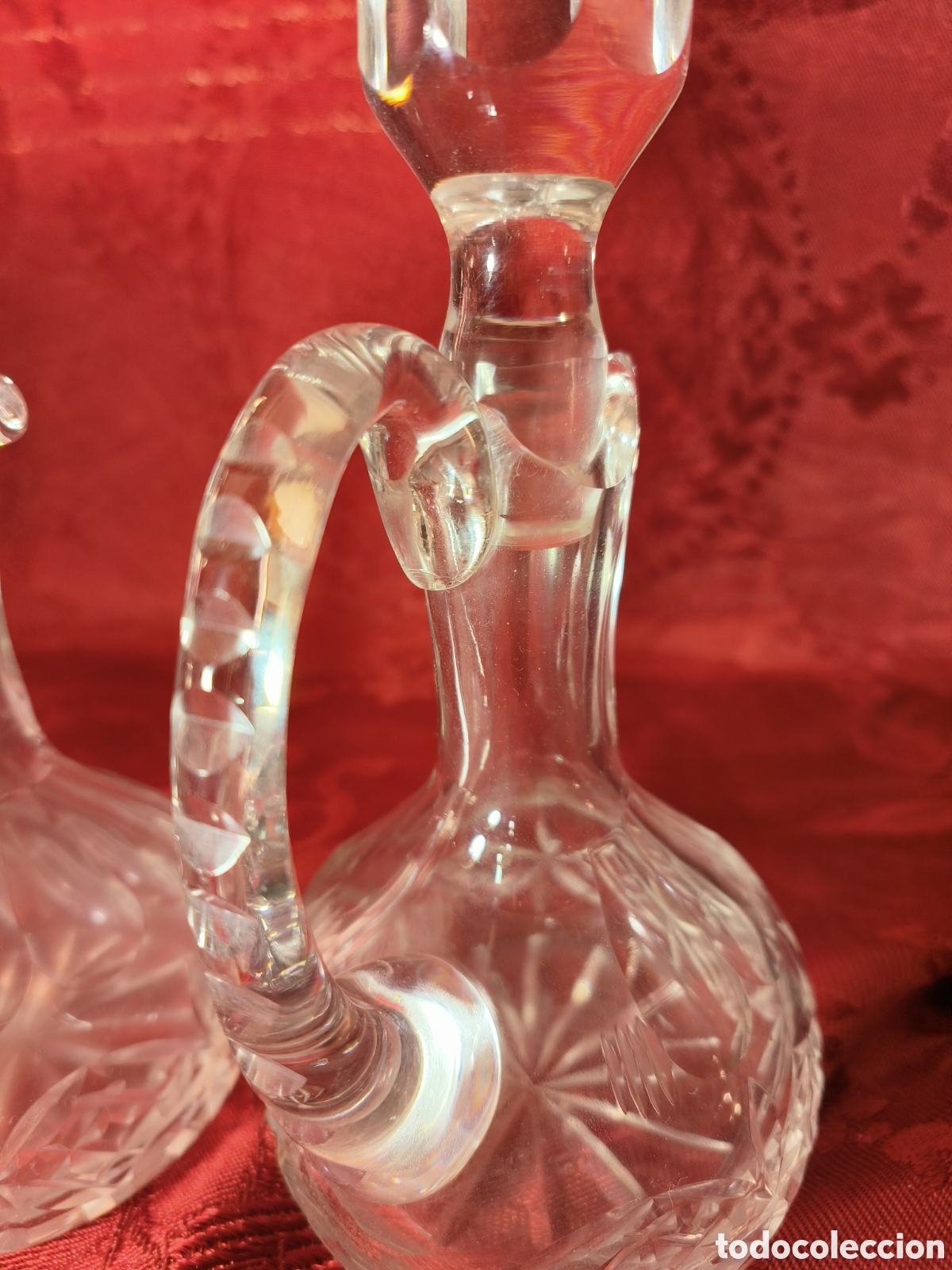 Antig&uuml;edades: Aceitera y vinagrera de mesa en cristal tallado - Foto 3