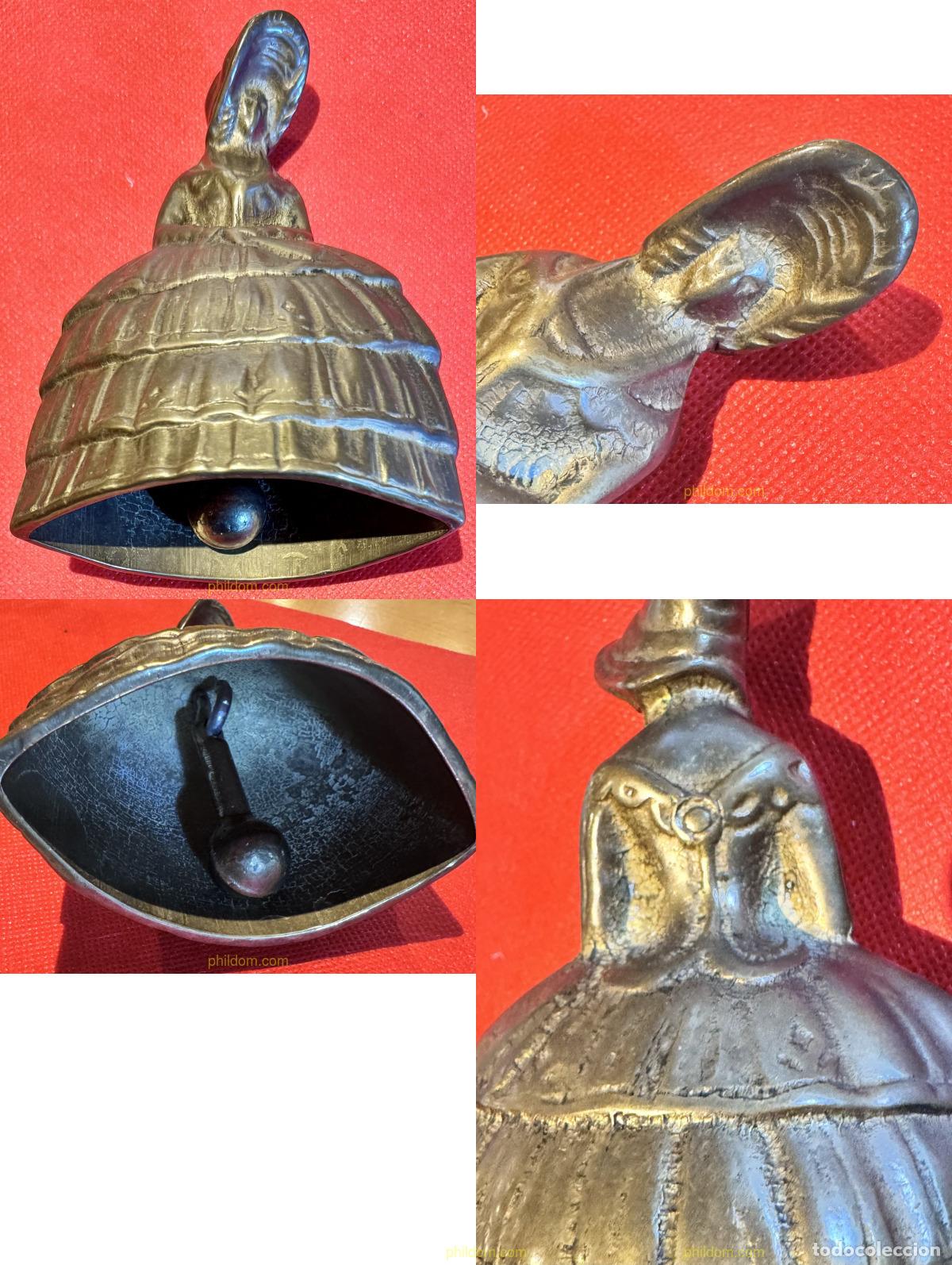 Antig&uuml;edades: CAMPANA DE BRONCE FORMA DE DAMA SIGLO XIX - Foto 1