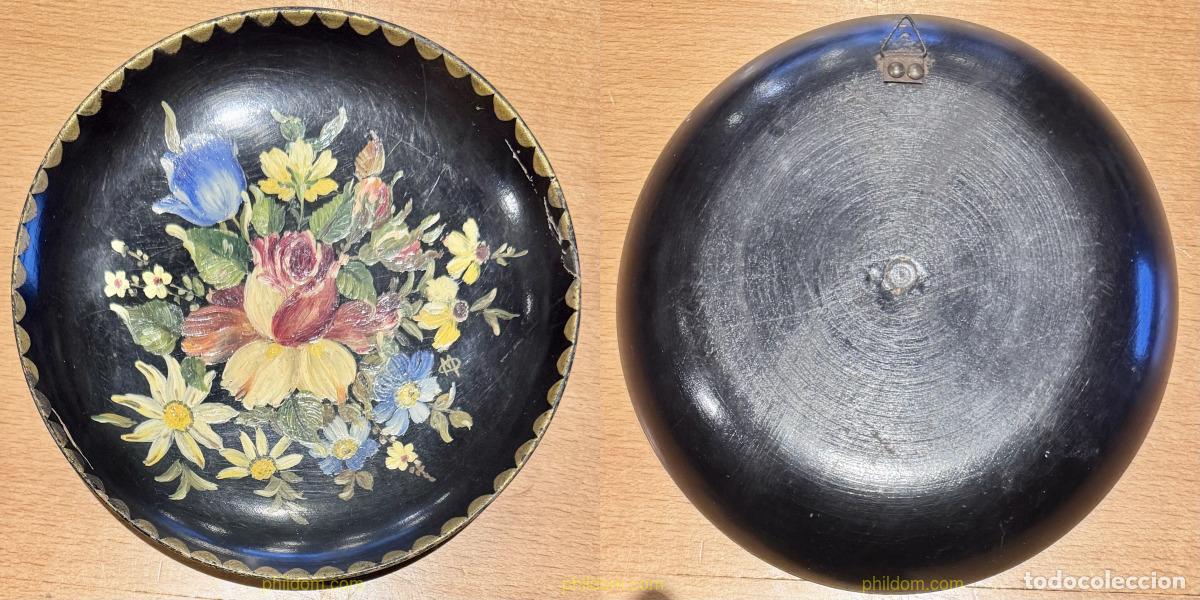 Antig&uuml;edades: PRECIOSO PLATO DE MADERA PINTADA 17cm - Foto 1