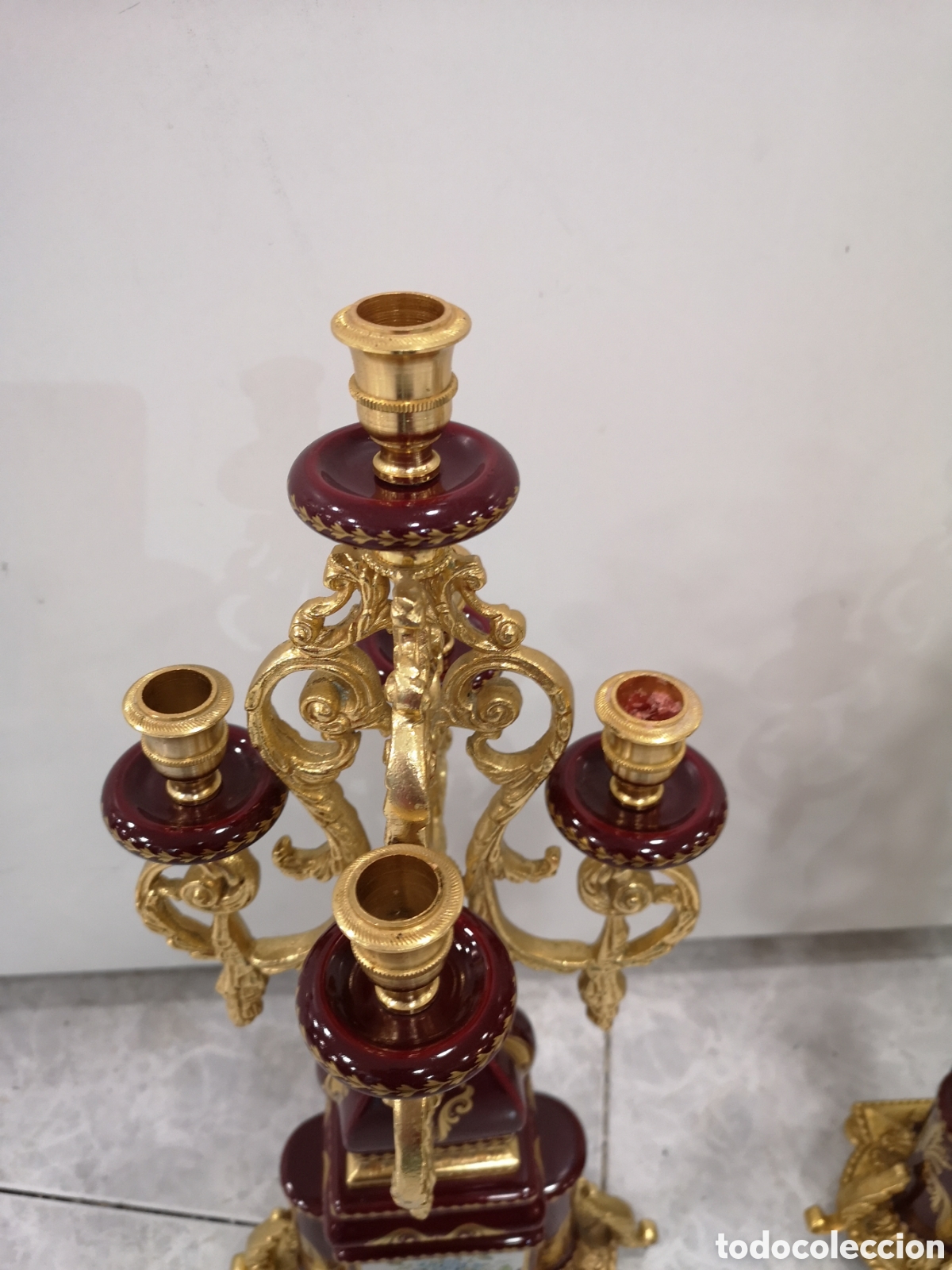 Antig&uuml;edades: Pareja candelabros limoges - Foto 3