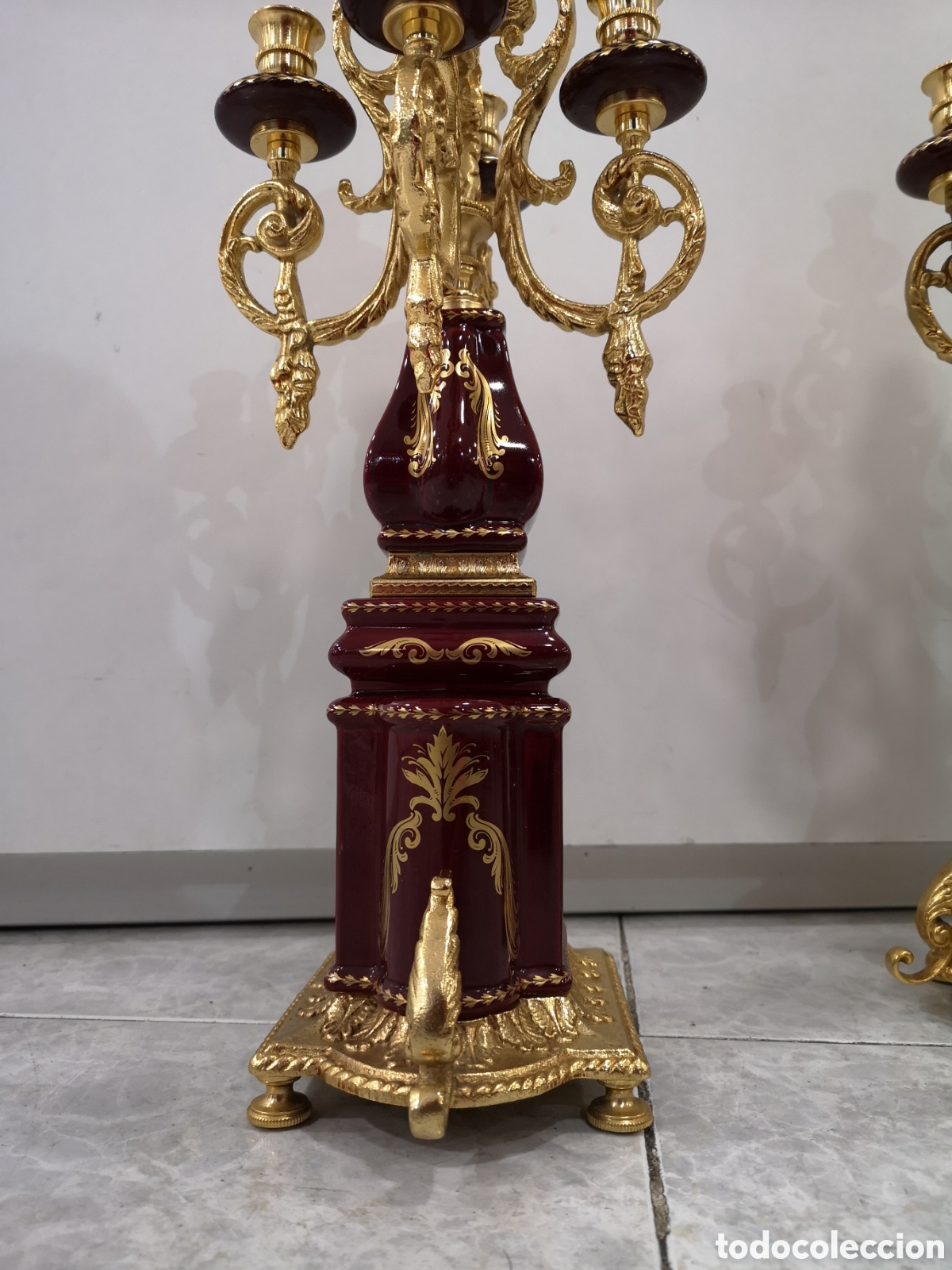 Antig&uuml;edades: Pareja candelabros limoges - Foto 4