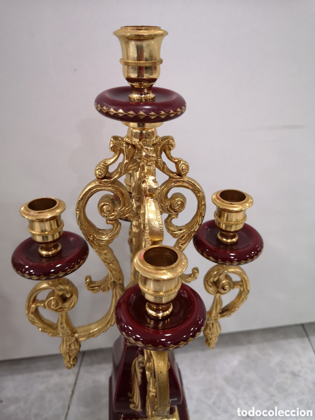 Antig&uuml;edades: Pareja candelabros limoges - Foto 9