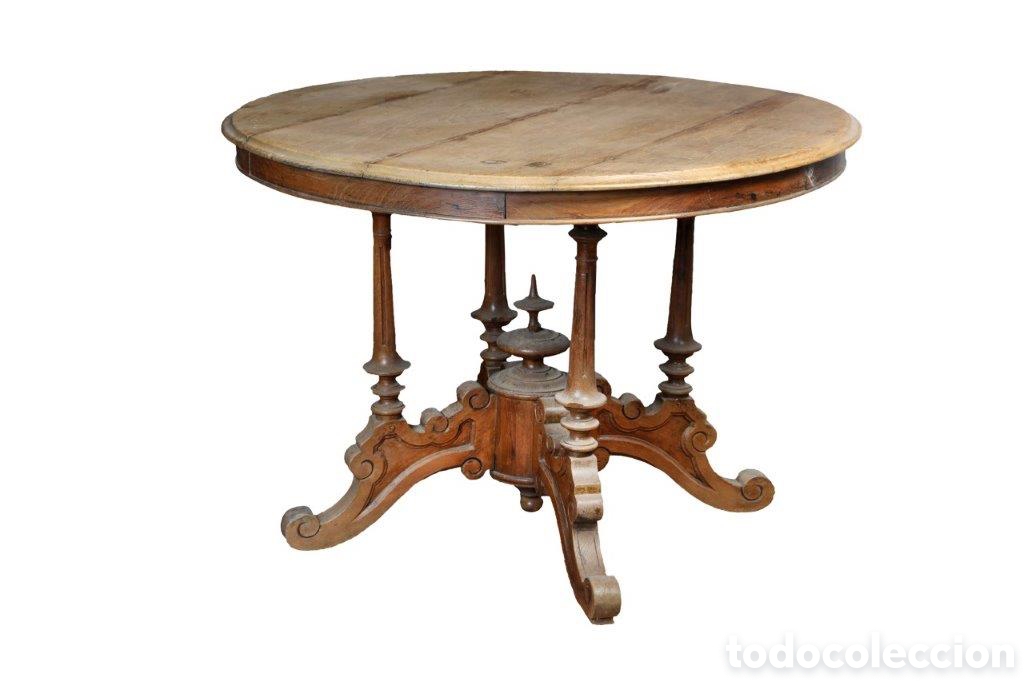 Antig&uuml;edades: Mesa r&uacute;stica redonda madera natural - Foto 1