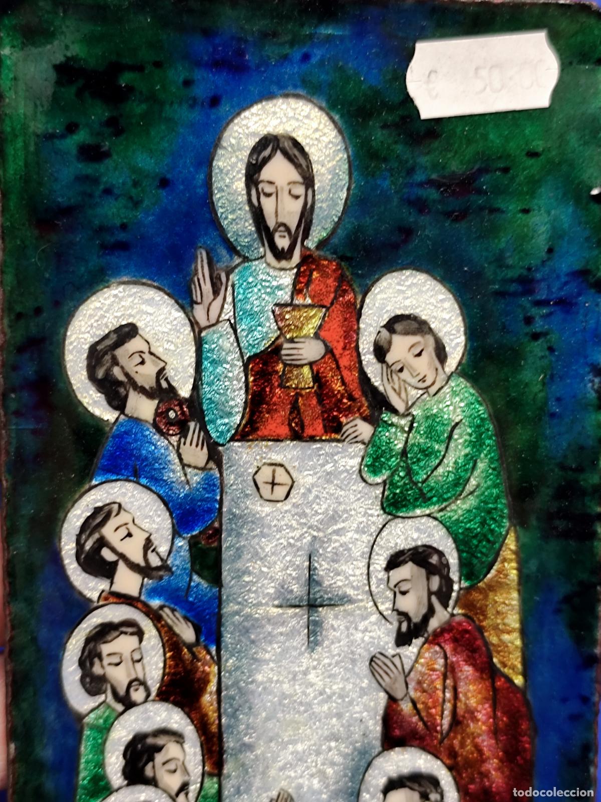 Antig&uuml;edades: SANTA CENA ESMALTE SOBRE COBRE - Foto 2