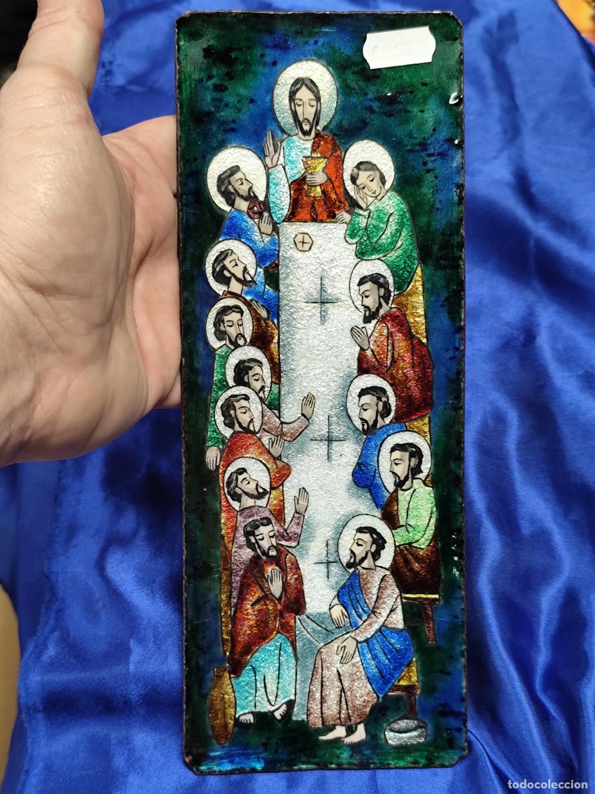 Antig&uuml;edades: SANTA CENA ESMALTE SOBRE COBRE - Foto 1