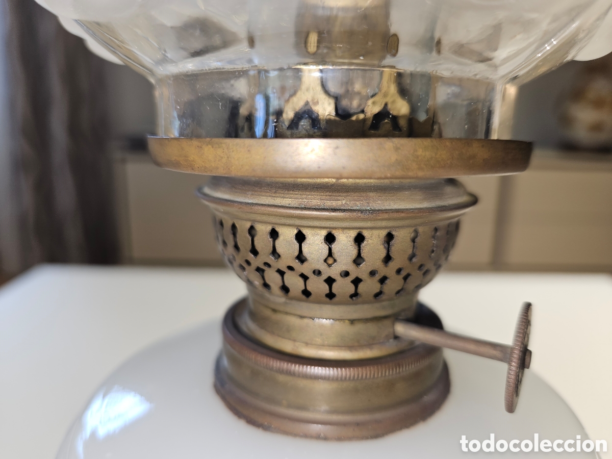 Antig&uuml;edades: QUINQU&Eacute; ANTIGUO OPALINA Y METAL. - Foto 10