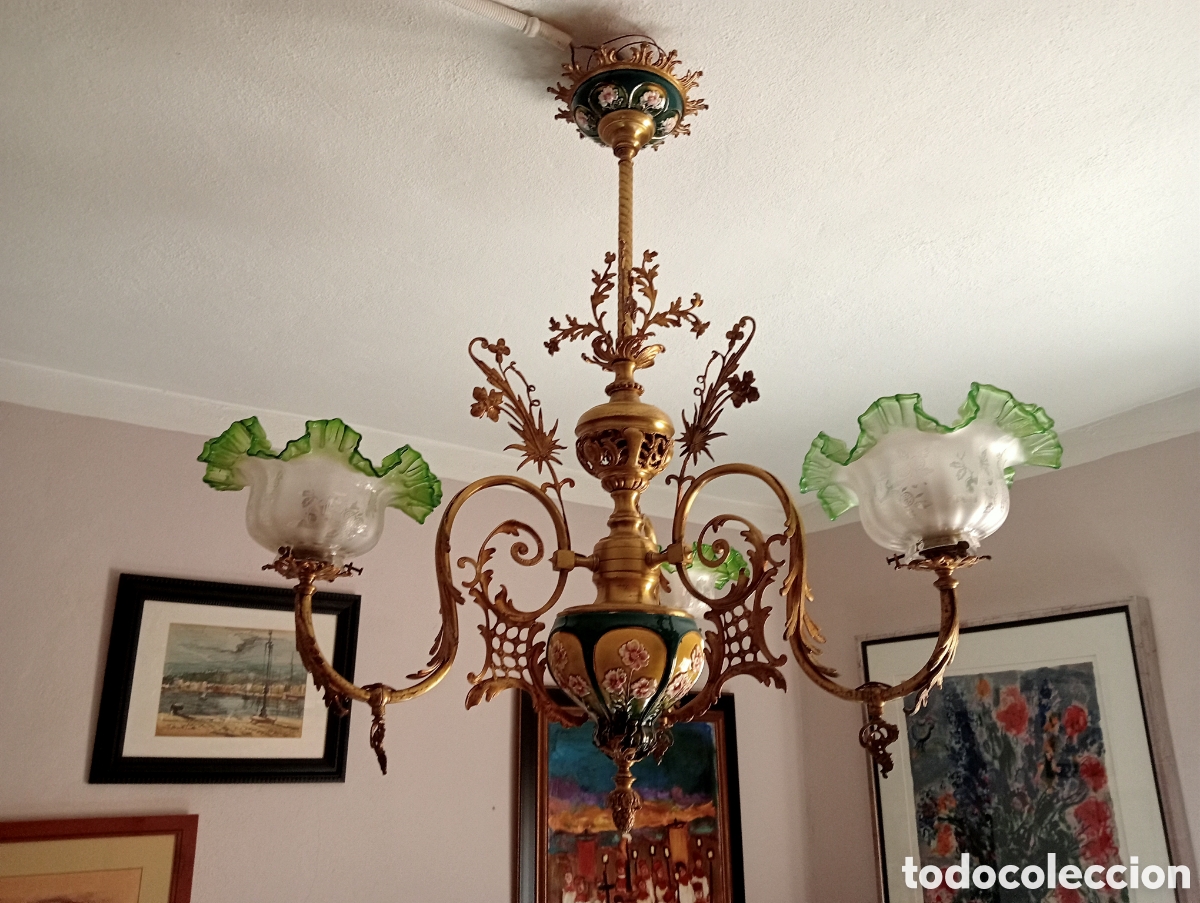 Antig&uuml;edades: L&aacute;mpara Isabelina mayolica - Foto 2