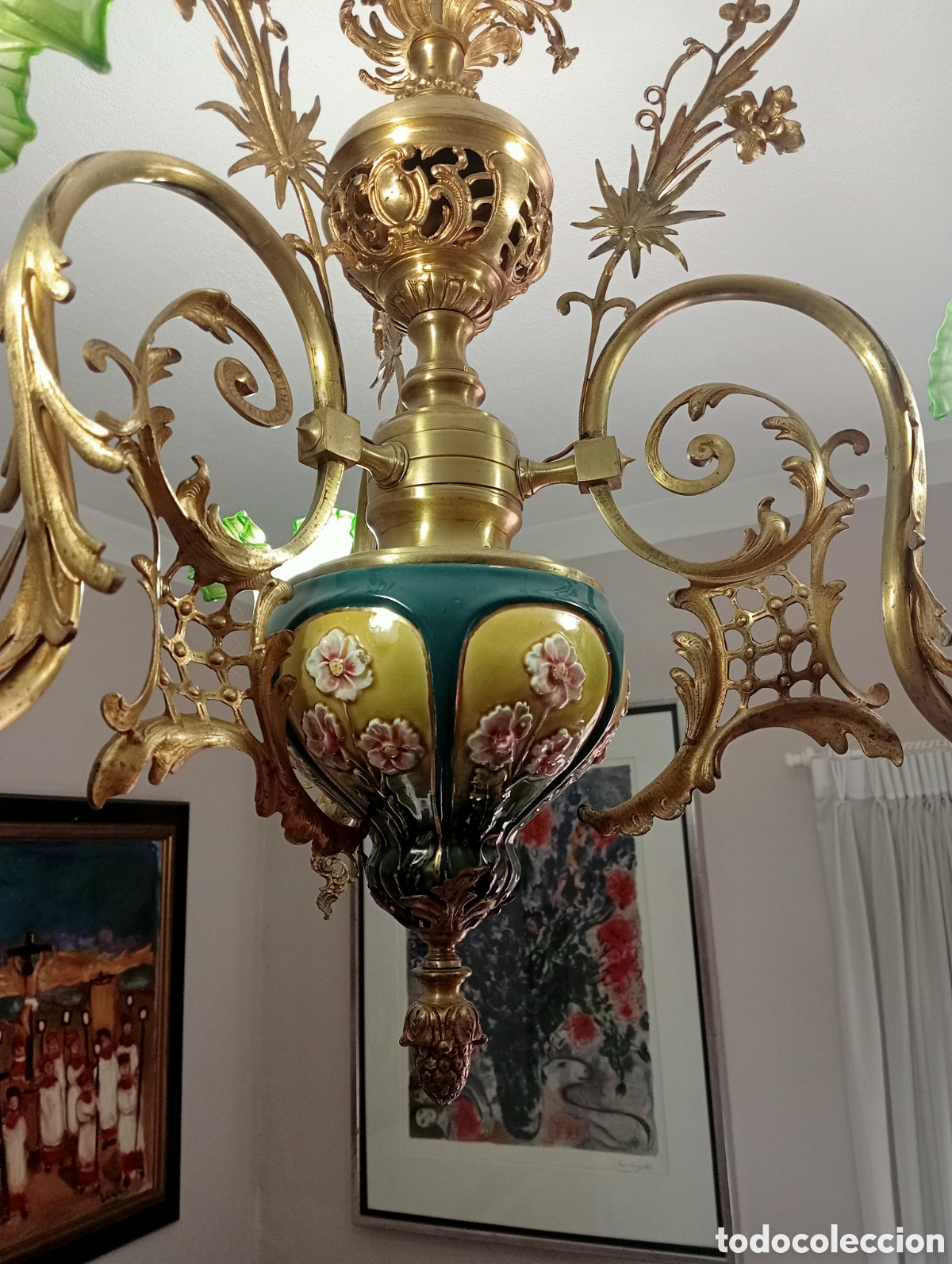 Antig&uuml;edades: L&aacute;mpara Isabelina mayolica - Foto 3