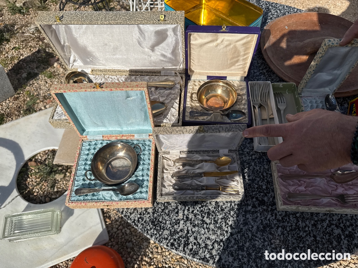 Antig&uuml;edades: Lote de Cubiertos de alpaca con sus cajas - Foto 1