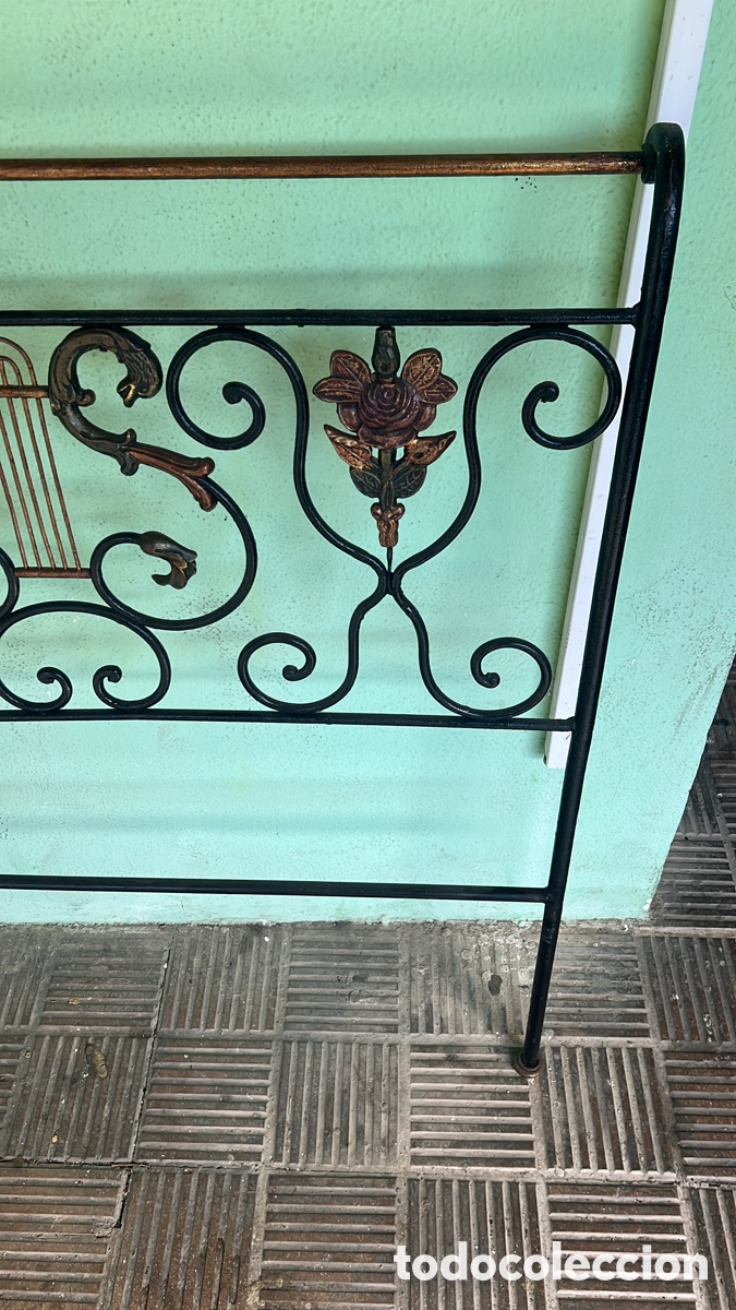 Antig&uuml;edades: CABECERO ANTIGUO CAMA FORJA Y BRONCE 1920 - Foto 3
