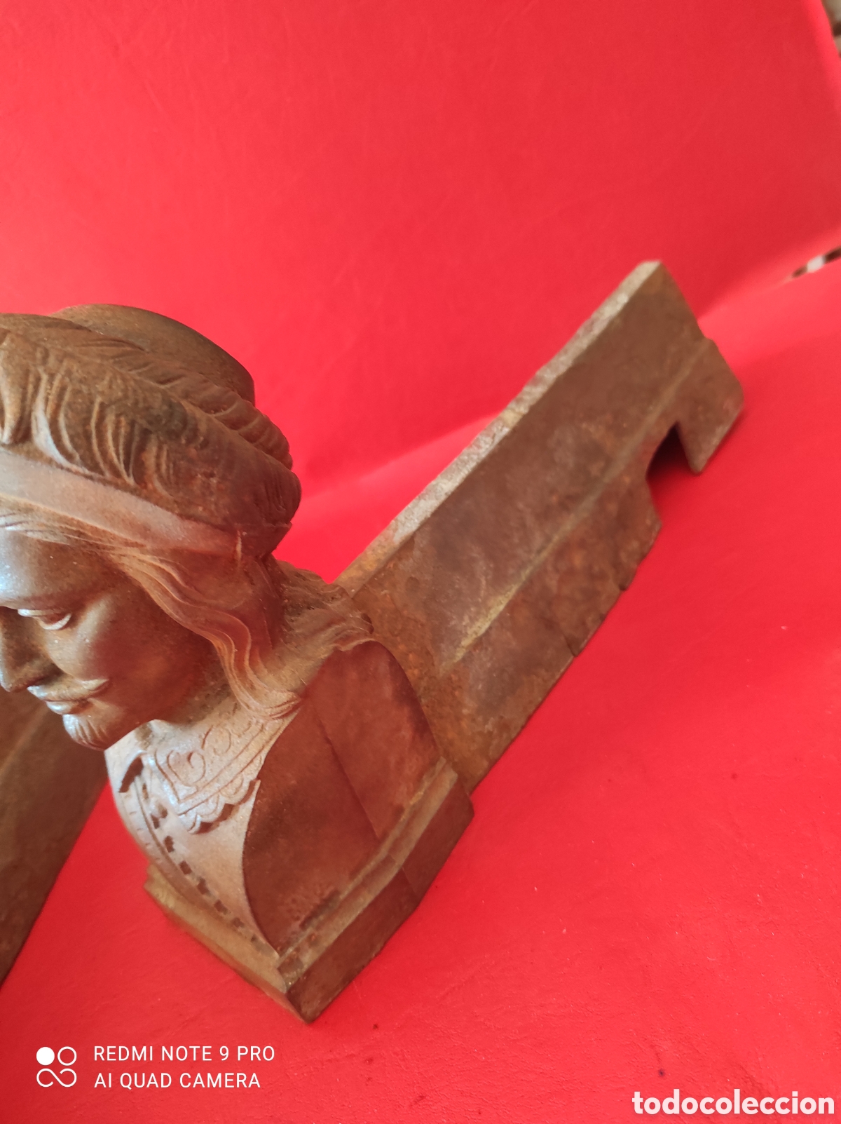 Antig&uuml;edades: Antiguos pareja de morillos de chimenea - Foto 5