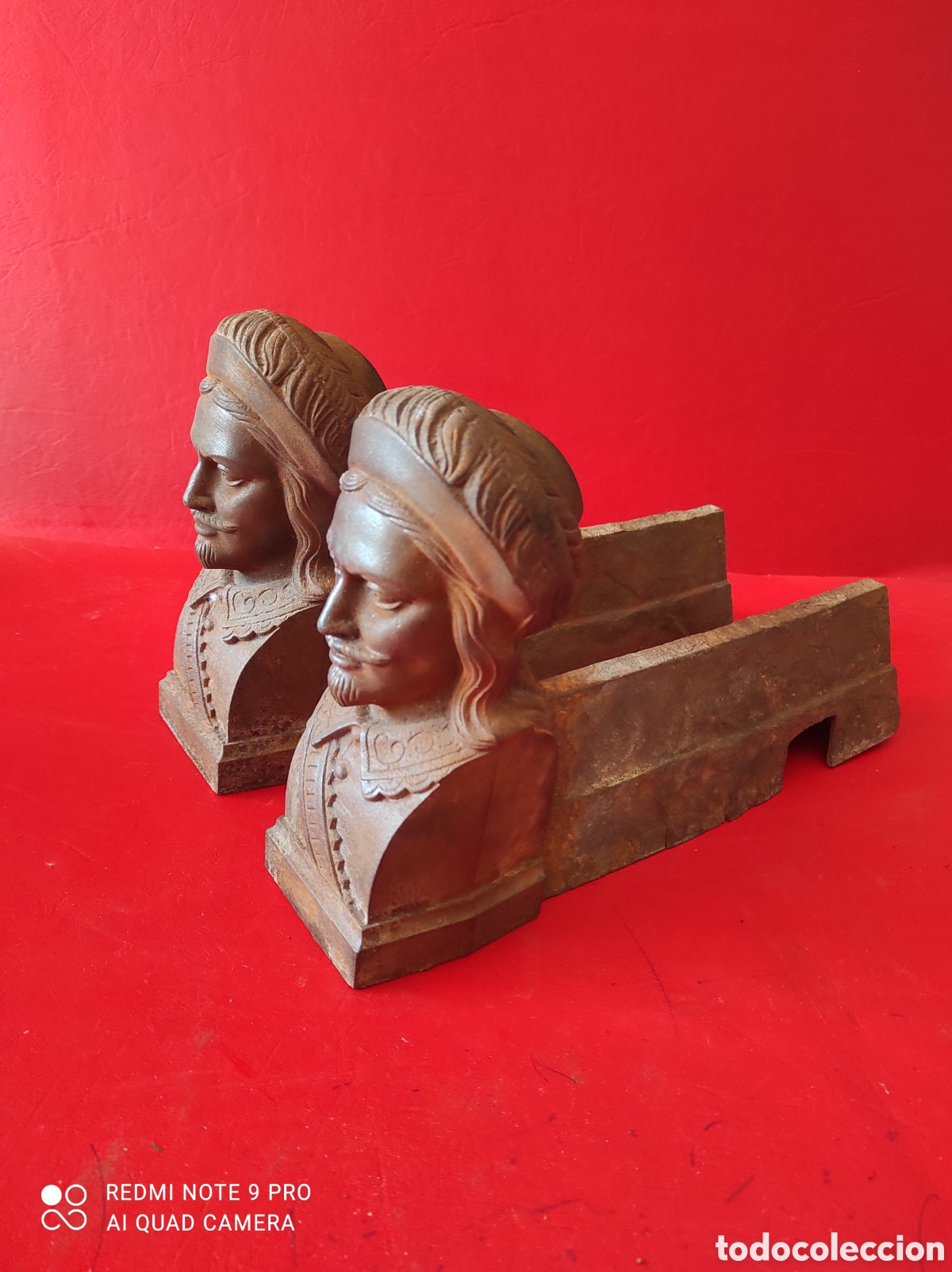 Antig&uuml;edades: Antiguos pareja de morillos de chimenea - Foto 8