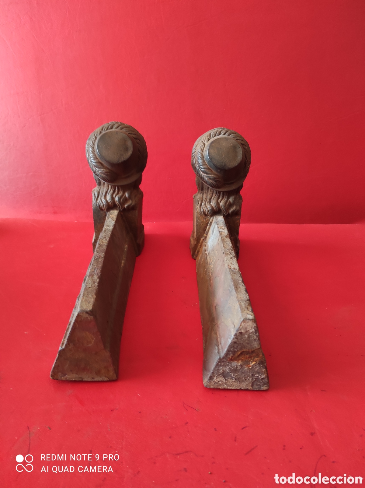 Antig&uuml;edades: Antiguos pareja de morillos de chimenea - Foto 9