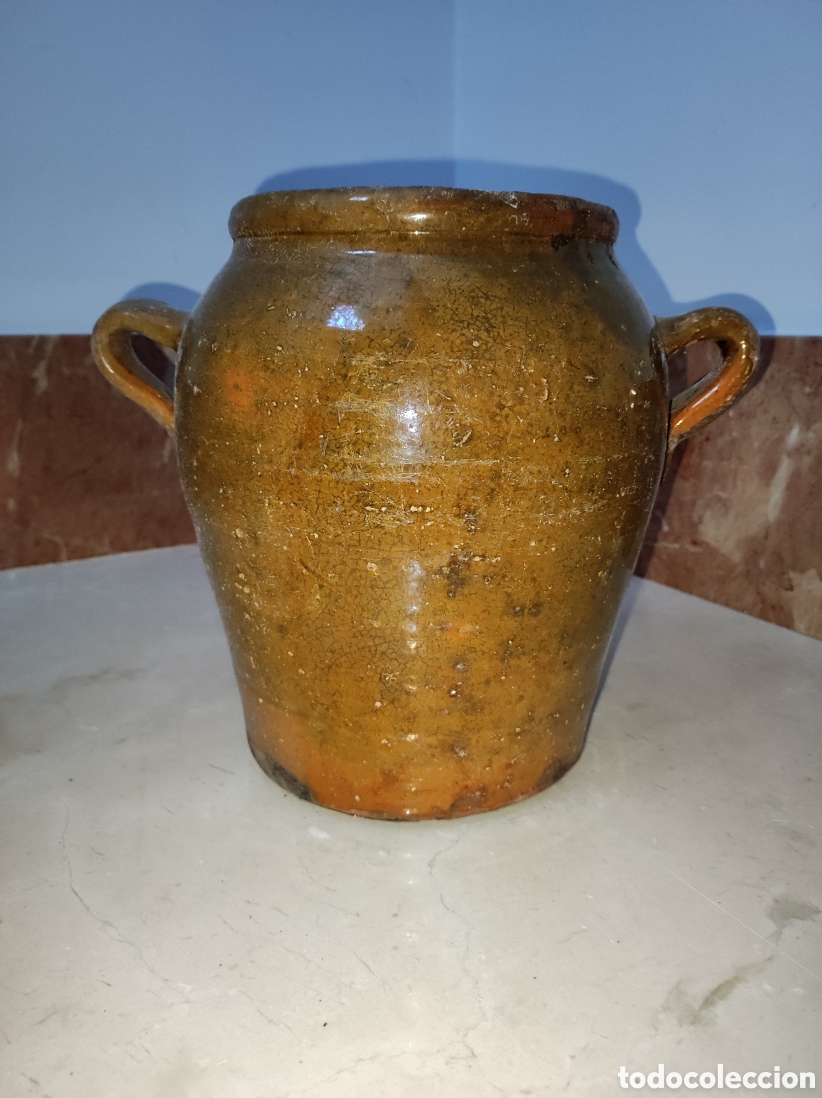 Antig&uuml;edades: Antigua orza tinaja con asas 24 cm de alto