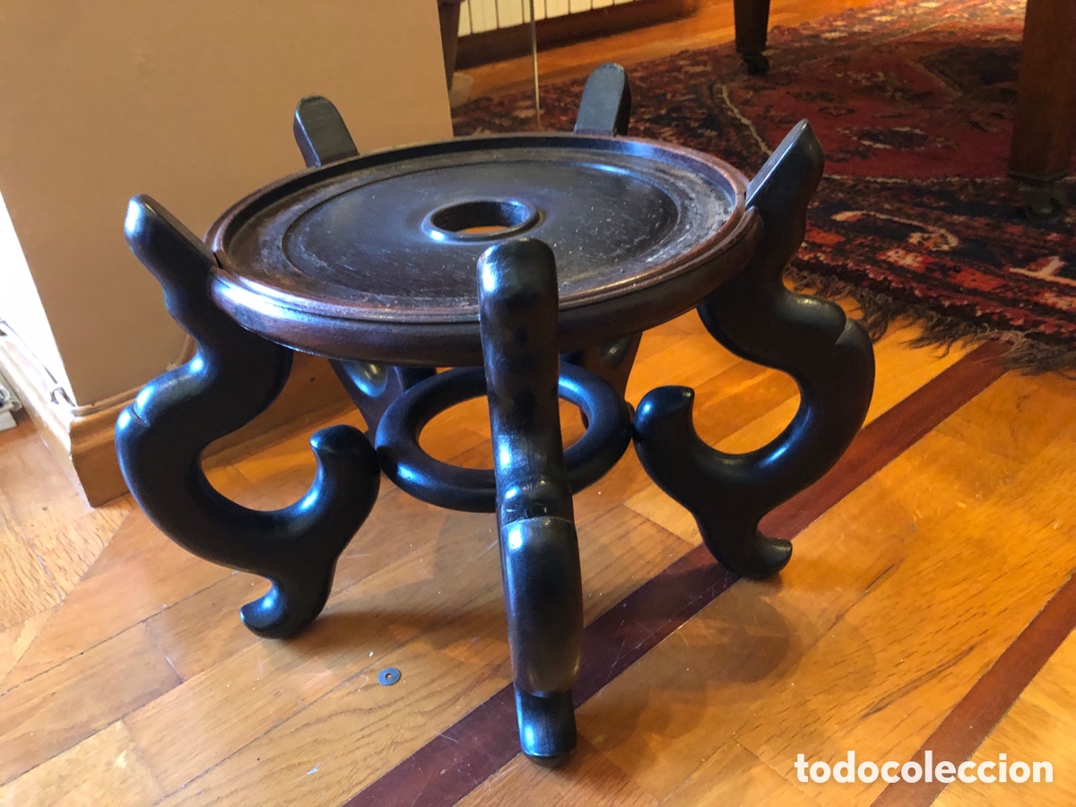 Antig&uuml;edades: Antiguo jarr&oacute;n con peana de madera maciza - Foto 7