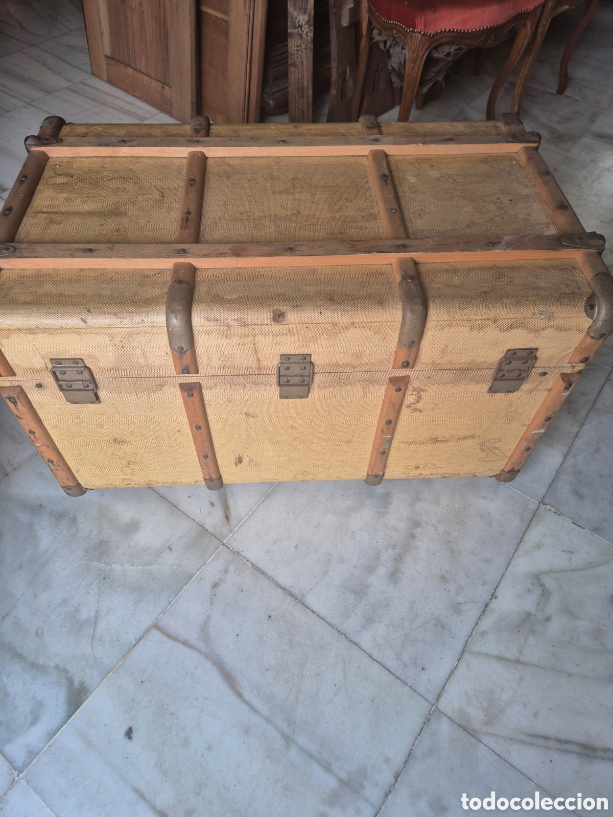 Antig&uuml;edades: Maletero de viaje de &eacute;poca - Foto 3