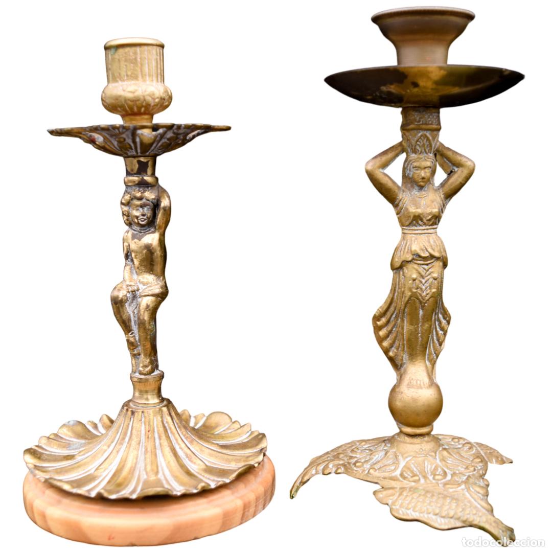 Antig&uuml;edades: Candeleros de bronce (2) - Foto 1