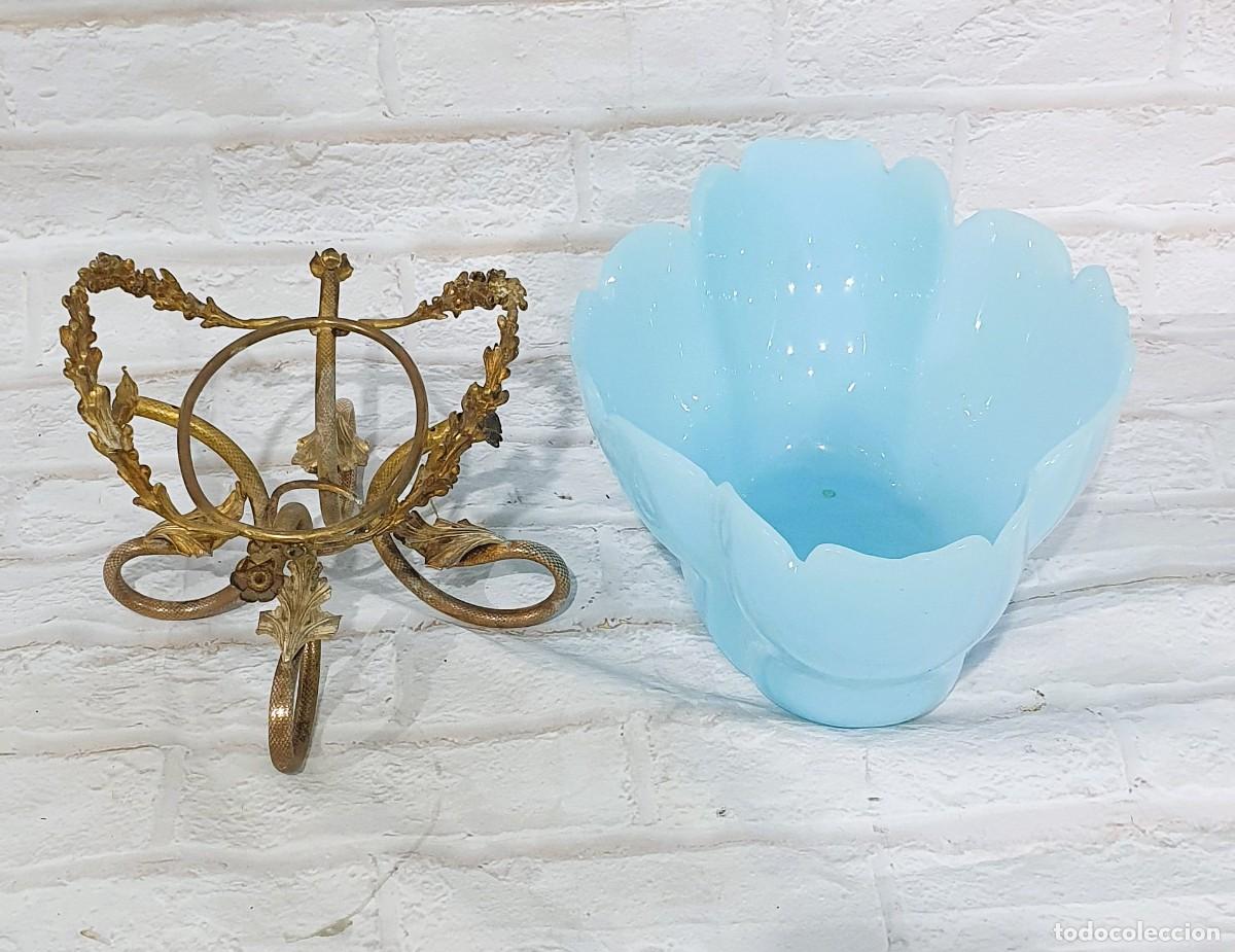 Antig&uuml;edades: Centro de mesa en opalina y bronce S.XIX - Foto 6