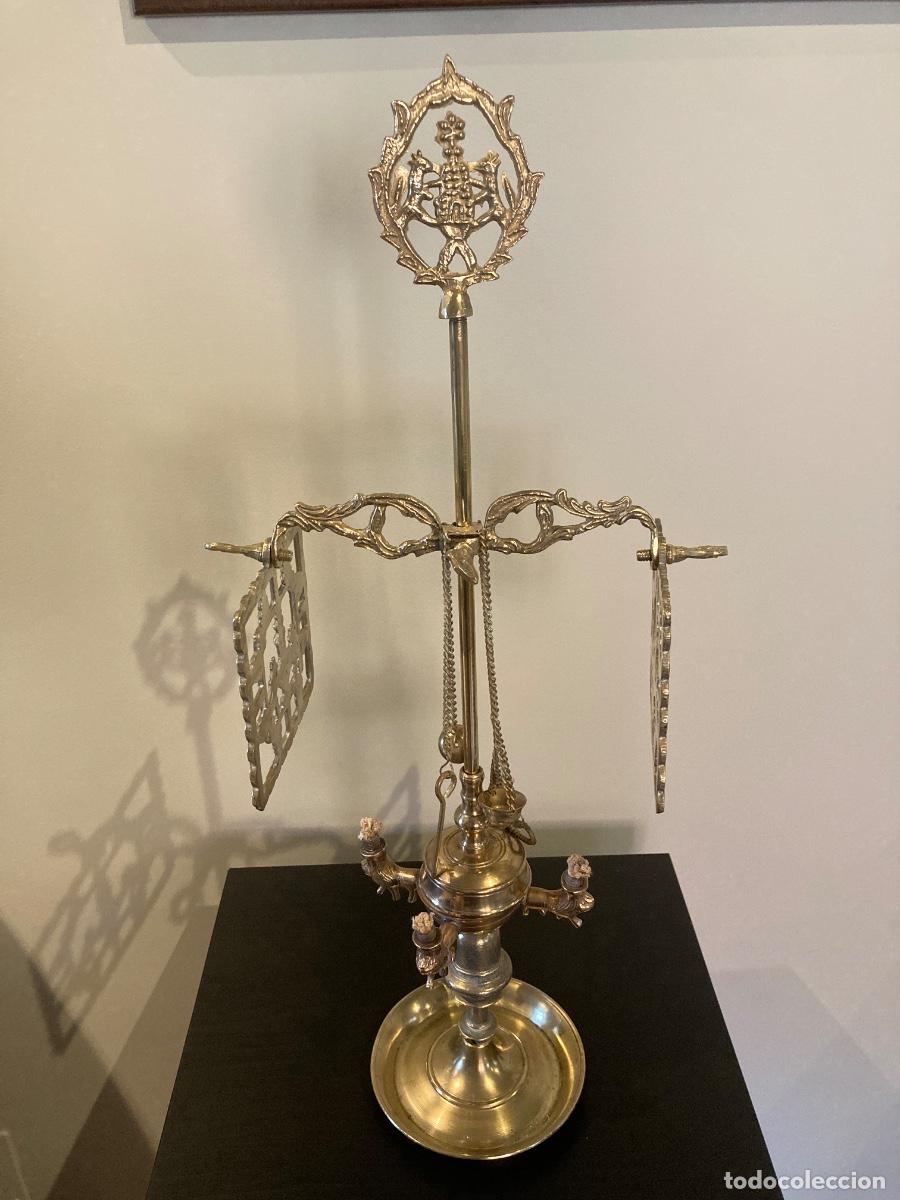 Antig&uuml;edades: L&aacute;mpara de aceite de cobre - Foto 13