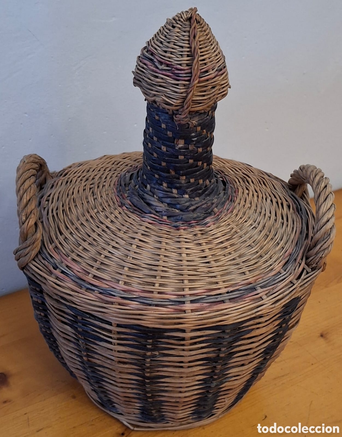 Antig&uuml;edades: Garrafa de Cristal Mimbre - Foto 2
