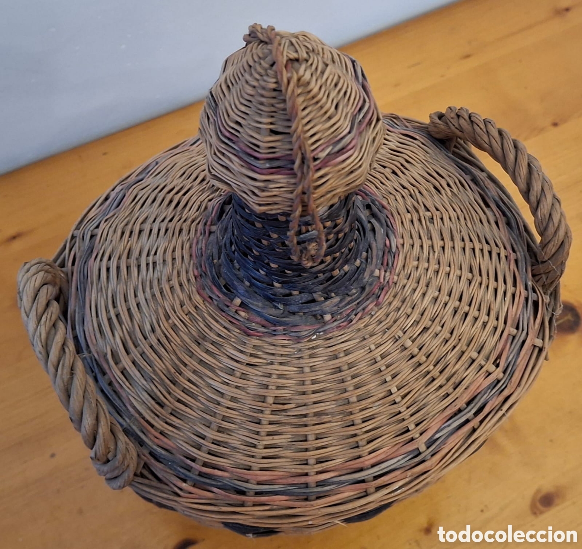 Antig&uuml;edades: Garrafa de Cristal Mimbre - Foto 6
