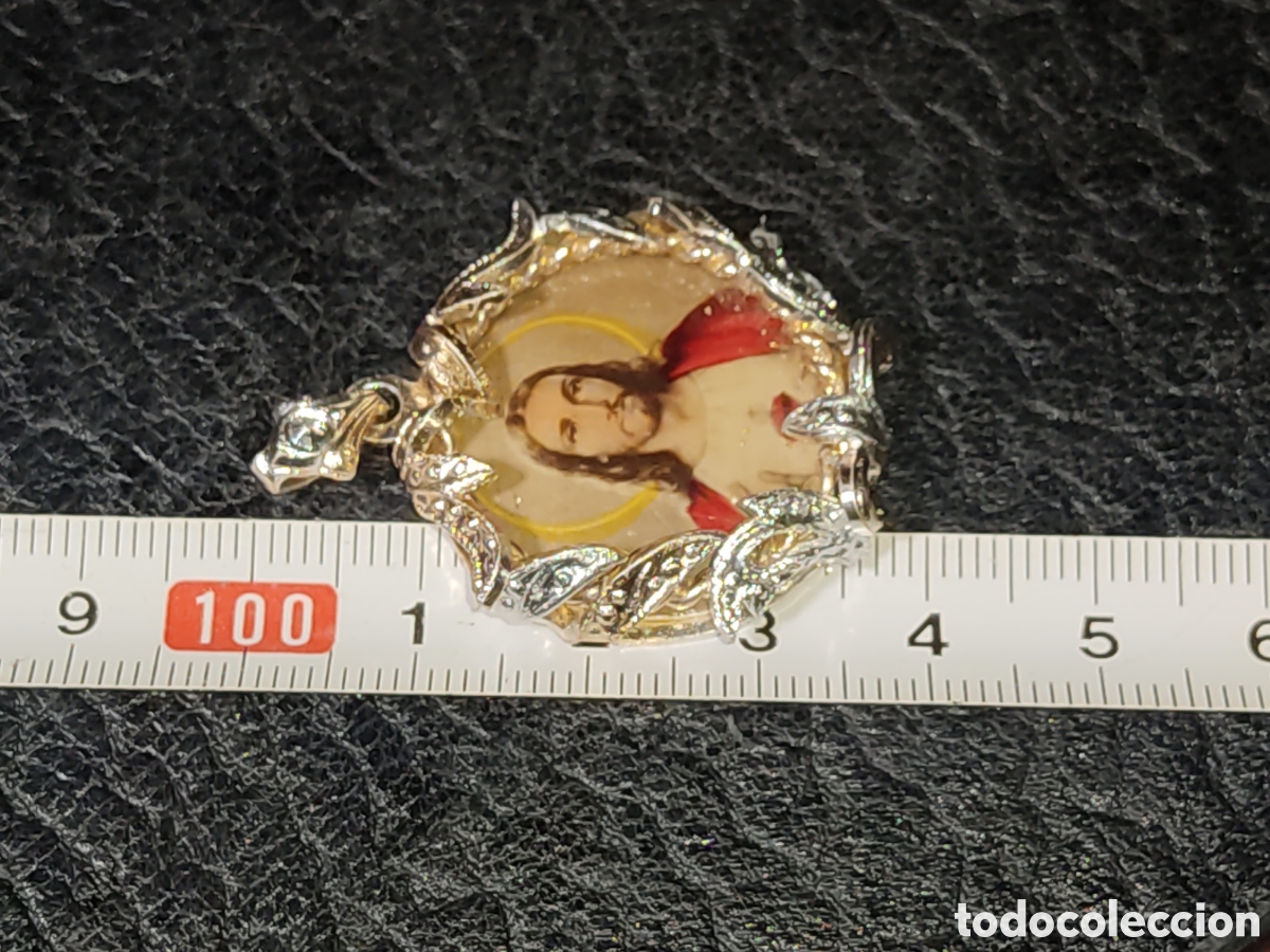 Antig&uuml;edades: Medalla de coraz&oacute;n de jes&uacute;s esmaltada - Foto 2