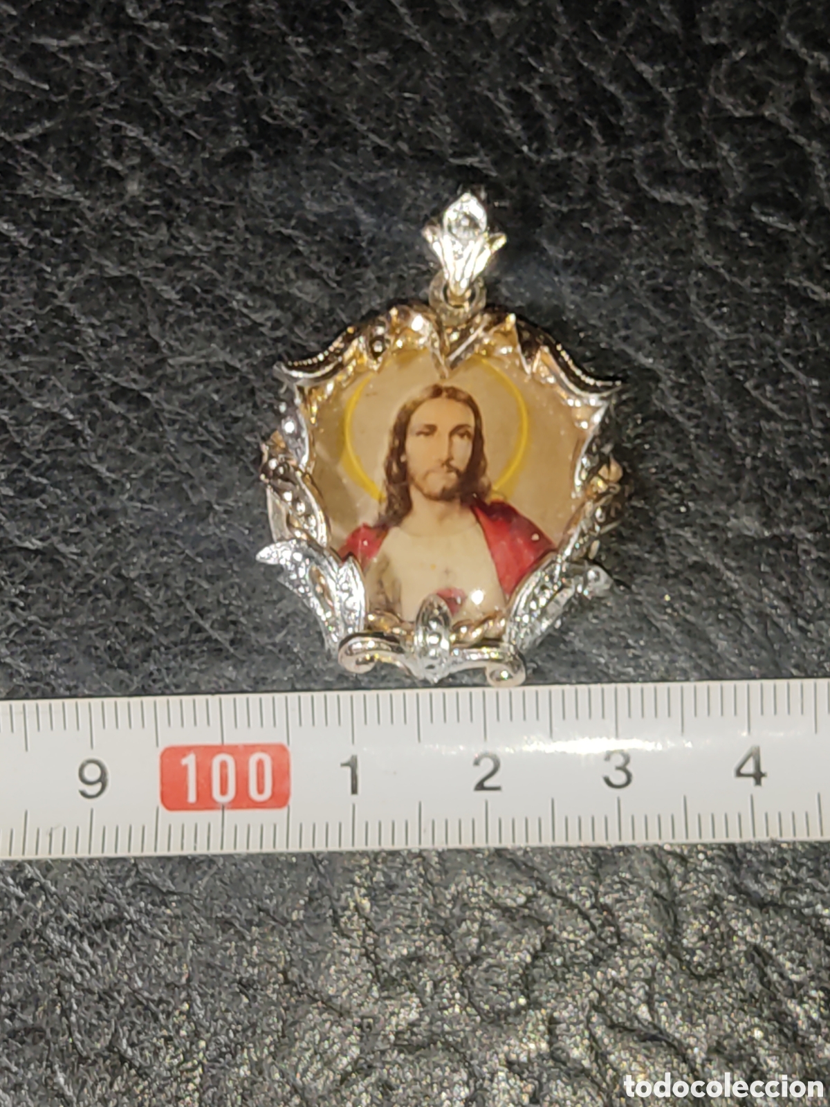 Antig&uuml;edades: Medalla de coraz&oacute;n de jes&uacute;s esmaltada - Foto 3