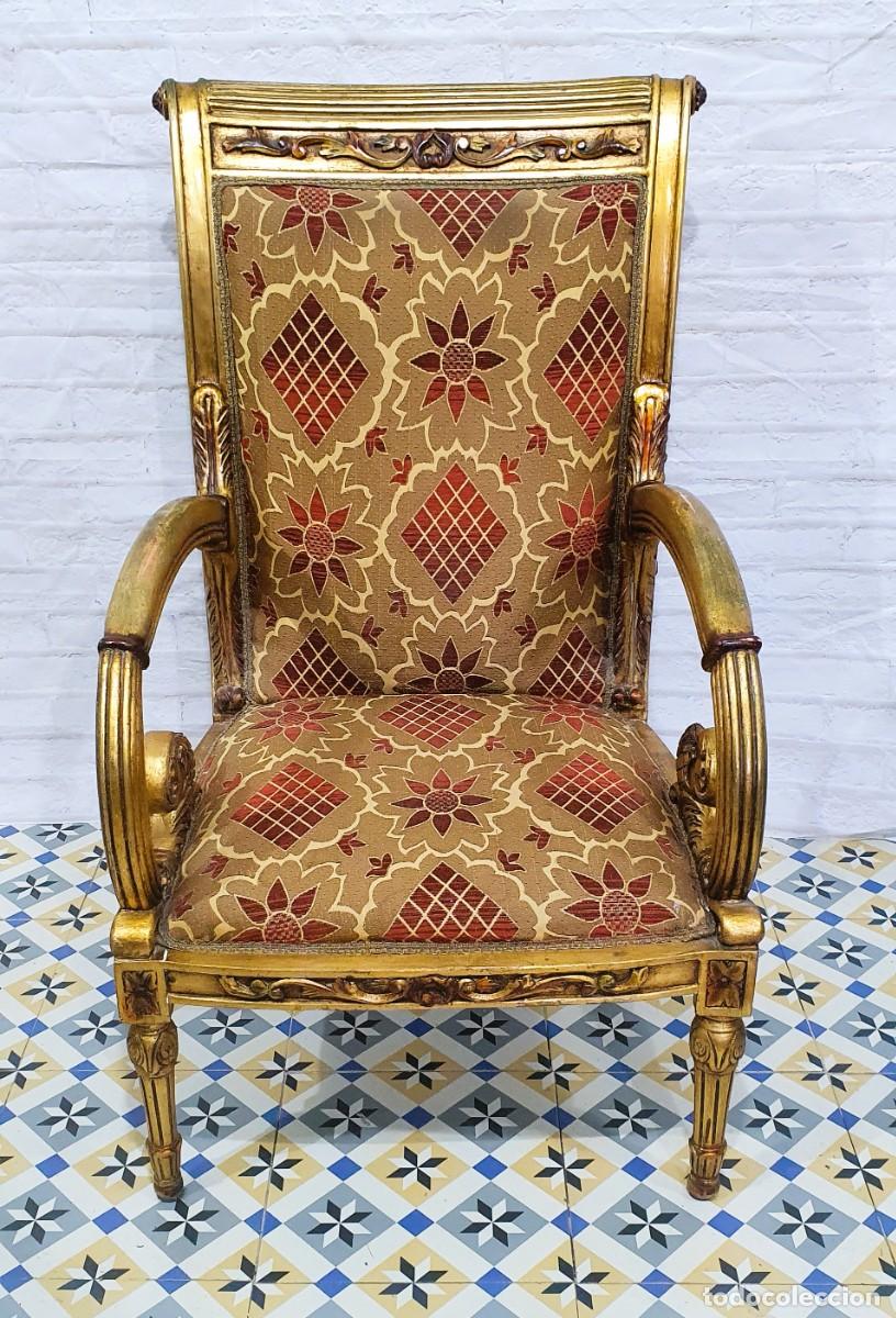 Antig&uuml;edades: Sill&oacute;n estilo barroco pan de oro - Foto 2