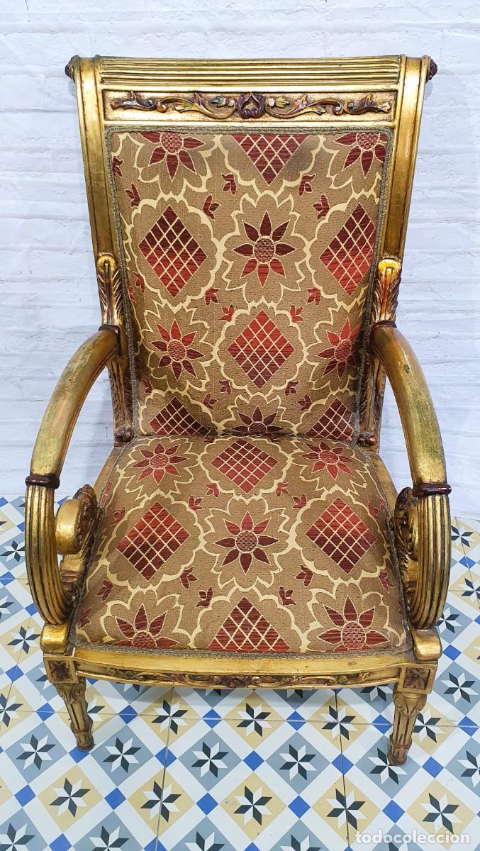 Antig&uuml;edades: Sill&oacute;n estilo barroco pan de oro - Foto 5