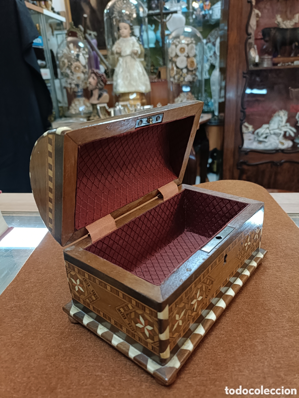 Antig&uuml;edades: ANTIGUO COFRE TARACEA 17x10x10CM. - Foto 5