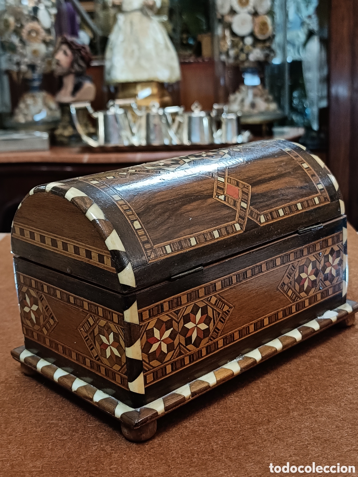 Antig&uuml;edades: ANTIGUO COFRE TARACEA 17x10x10CM. - Foto 11