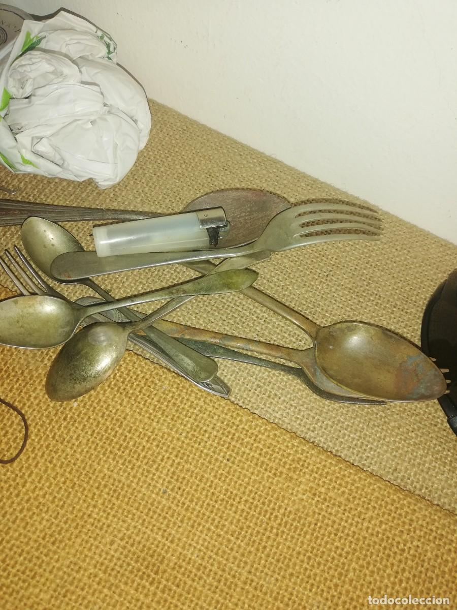 Antig&uuml;edades: Tenedor antiguo de alpaca - Foto 3