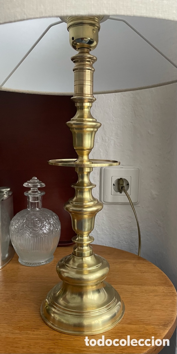 Antig&uuml;edades: PIE DE L&Aacute;MPARA DE SOBREMESA BRONCE - Foto 4