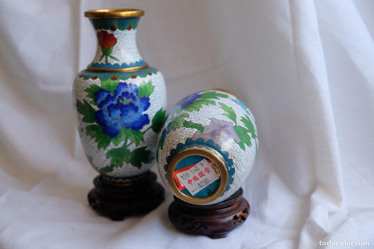 Antig&uuml;edades: Pareja de jarrones esmalte cloisonn&eacute; - Foto 4