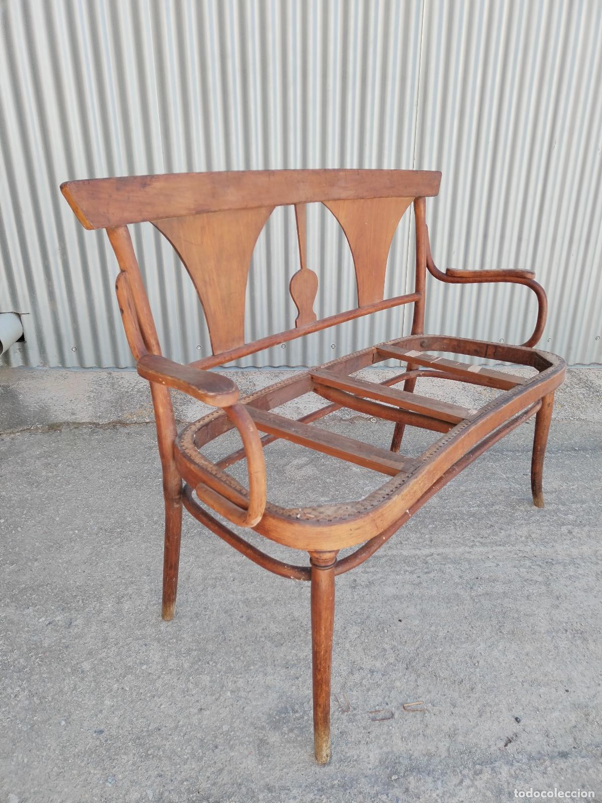 Antig&uuml;edades: antiguo Sof&aacute; de dos plazas de tipo thonet - Foto 3