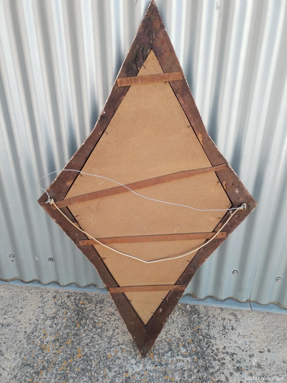 Antig&uuml;edades: antiguo espejo de madera en forma de rombo - Foto 2