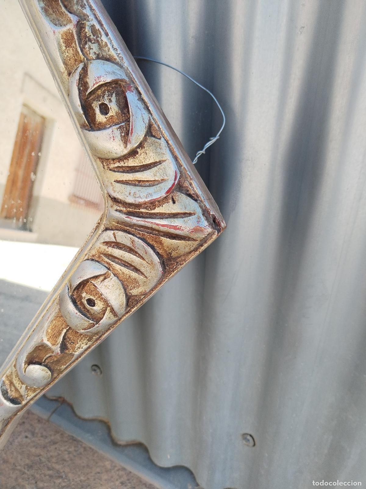 Antig&uuml;edades: antiguo espejo de madera en forma de rombo - Foto 4