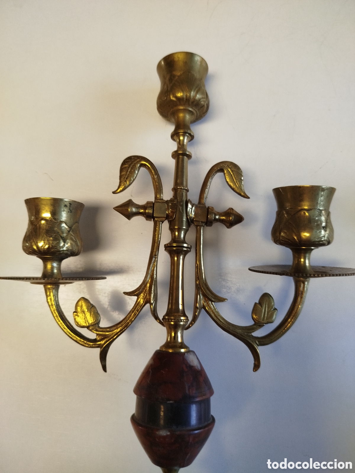 Antig&uuml;edades: Pareja de candelabros en bronce y m&aacute;rmol. - Foto 9