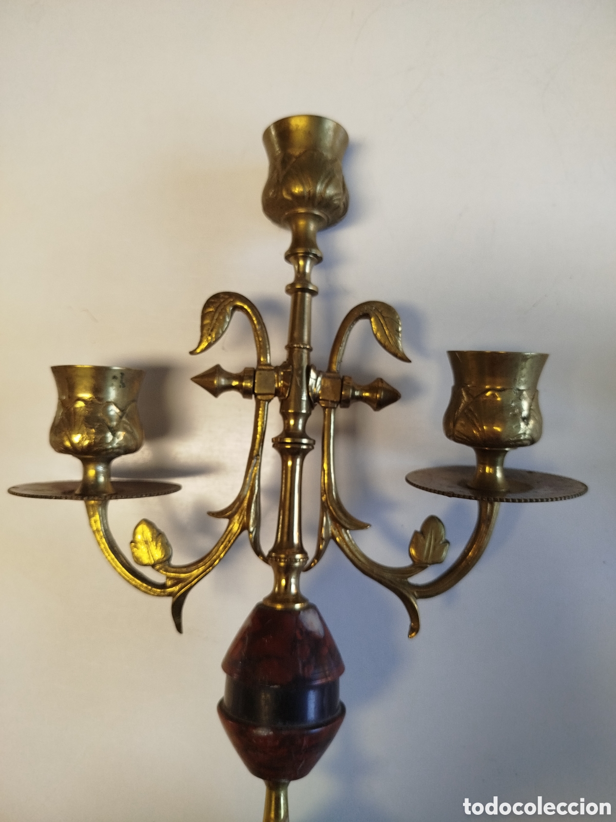Antig&uuml;edades: Pareja de candelabros en bronce y m&aacute;rmol. - Foto 11