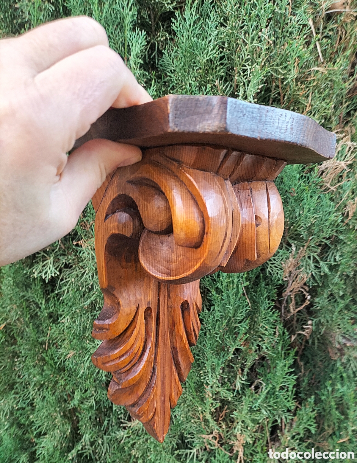Antig&uuml;edades: MENSULA DE MADERA TALLADA - MADERA DE CEREZO - - Foto 6